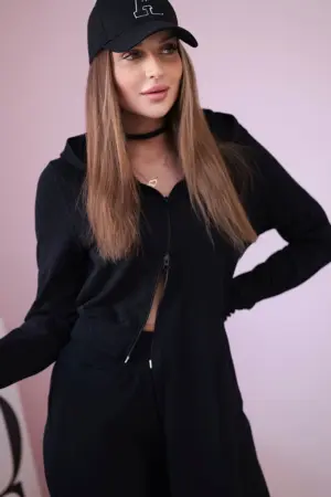 Set sweatshirt with longer side black