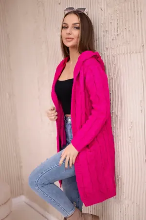 Sweater with hood and pockets fuchsia