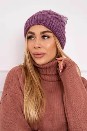 Cap with fleece Ilona K218 purple+white