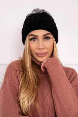 Cap with fleece Ilona K218 black+gray