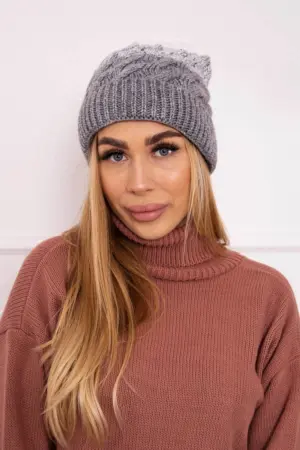 Cap with fleece Ilona K218 gray+white