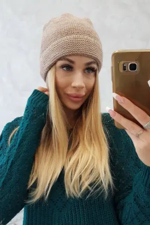 Cap with mohair K223 dark beige