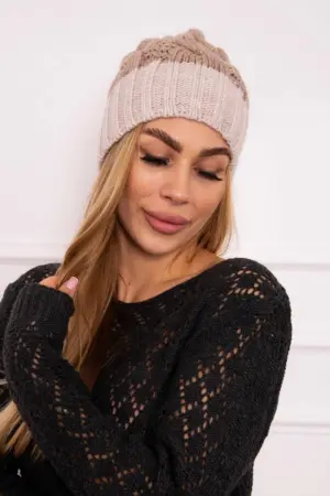 Cap with fleece Paris K212 dark beige+beige