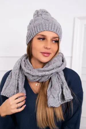 Women's set with a shawl Sara K313 gray
