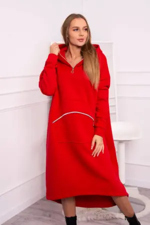 Insulated dress with a hood red