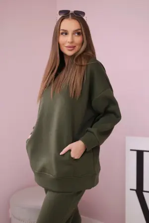 Insulated set with hoodie khaki