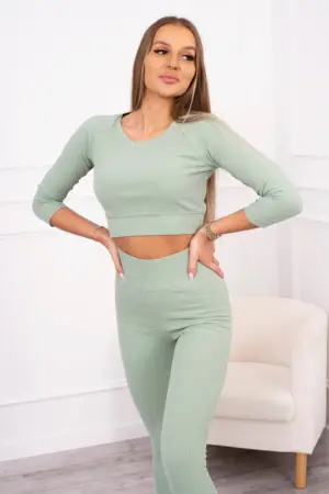 Ribbed set dark mint