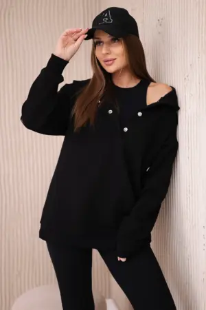 Set 3 in 1 sweatshirt, top and leggings black