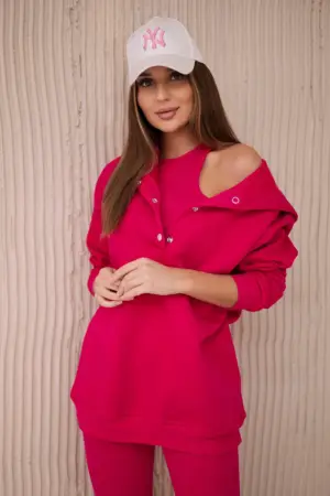 Set 3 in 1 sweatshirt, top and leggings fuchsia