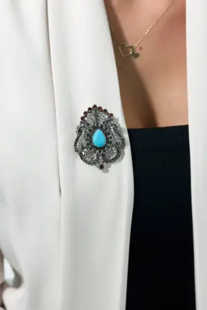 Brooch XZ459-109 silver + blue