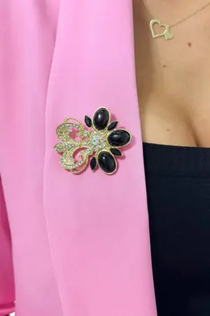 Brooch XZ459-74 gold+ black
