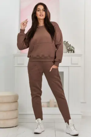 Insulated set sweatshirt + pants mocca