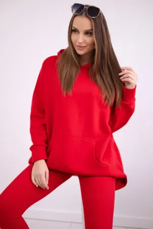 Cotton set insulated sweatshirt + leggings red