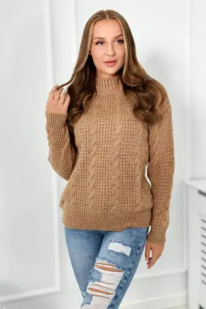 Sweater put on over the head Camel