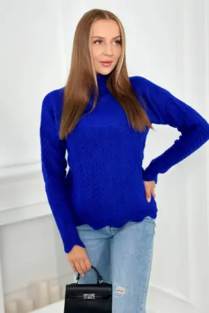 Sweater with decorative frill cornflower blue