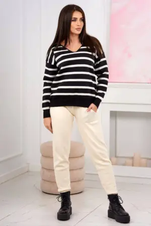 Sweater set Striped sweatshirt + Pants ecru