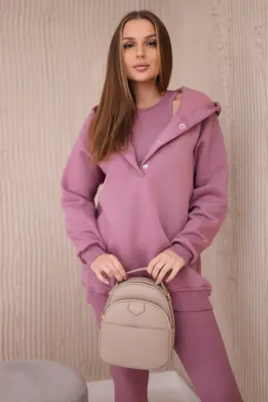 Set 3 in 1 sweatshirt, top and leggings dark pink