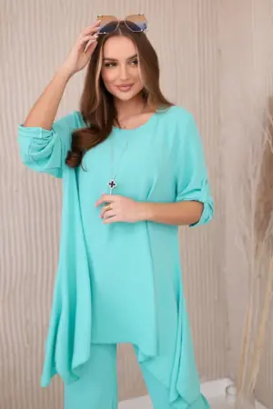 Set of blouse + pants with pendant mint