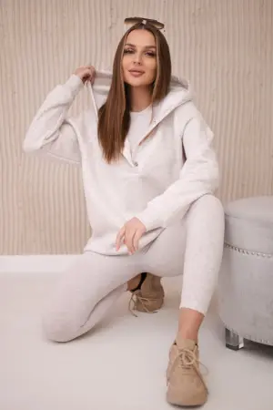 Set 3 in 1 sweatshirt, top and leggings beige melange