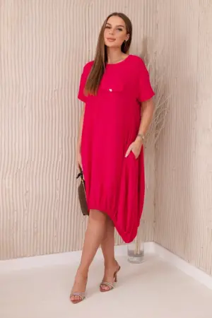 Oversized dress with pockets fuchsia
