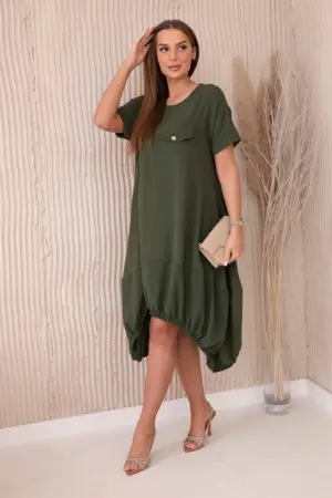 Oversized dress with pockets khaki