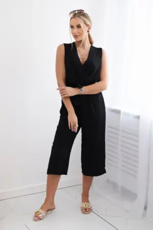 Jumpsuit tied at the waist with straps black