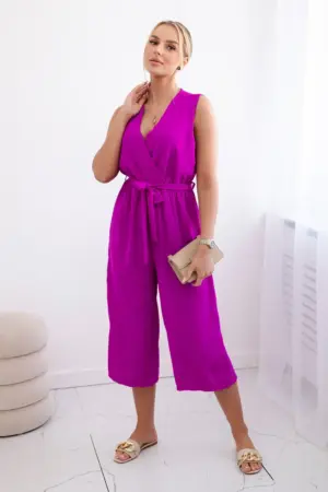 Jumpsuit tied at the waist with straps dark purple