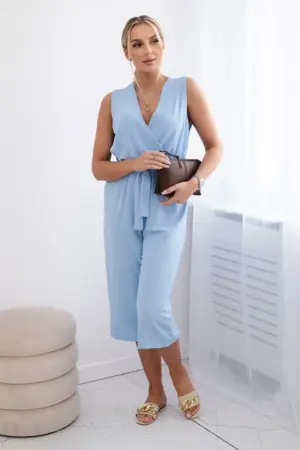 Jumpsuit tied at the waist with straps blue