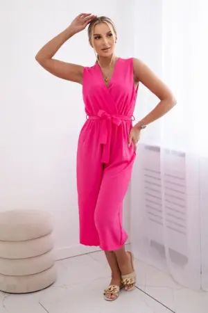 Jumpsuit tied at the waist with straps pink