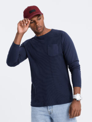 Men's longsleeve with "waffle" texture - dark blue V7 OM-LSCL-0109