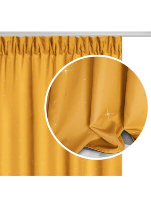 Curtain with rhinestones 140x250 A562 - mustard
