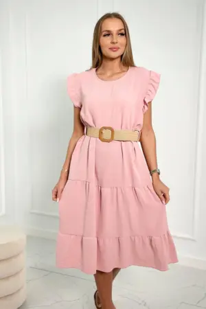 Dress with frills powdered pink