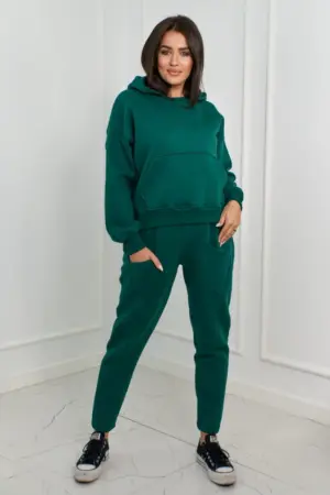 Insulated set sweatshirt + pants dark green