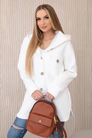 Insulated cotton sweatshirt with decorative buttons Off-white