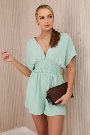Ruffled waist jumpsuit dark mint
