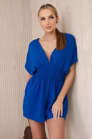 Ruffled waist jumpsuit cornflower blue
