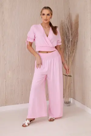 Two-piece set of trousers blouse light pink