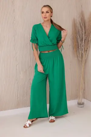 Two-piece set of trousers blouse green