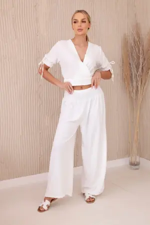 Two-piece set of trousers blouse ecru