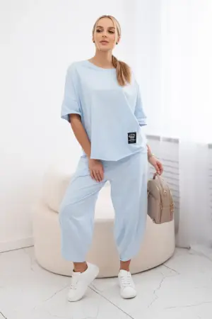 Cotton set blouse + trousers blue