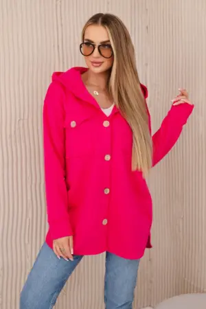 Insulated cotton sweatshirt with decorative buttons fuchsia