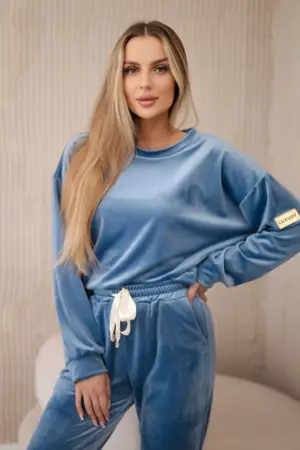 Velour set sweatshirt + pants denim