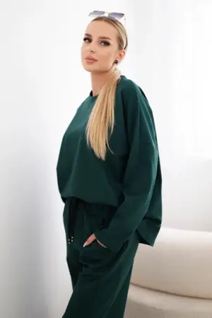 Set Punto Milano Winter sweatshirt + wide-leg trousers dark green