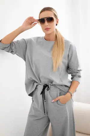 Set Punto Milano Winter sweatshirt + wide-leg trousers grey