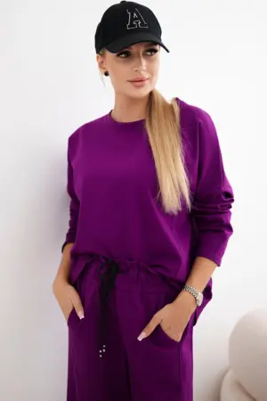 Set Punto Milano Winter sweatshirt + wide-leg trousers dark purple